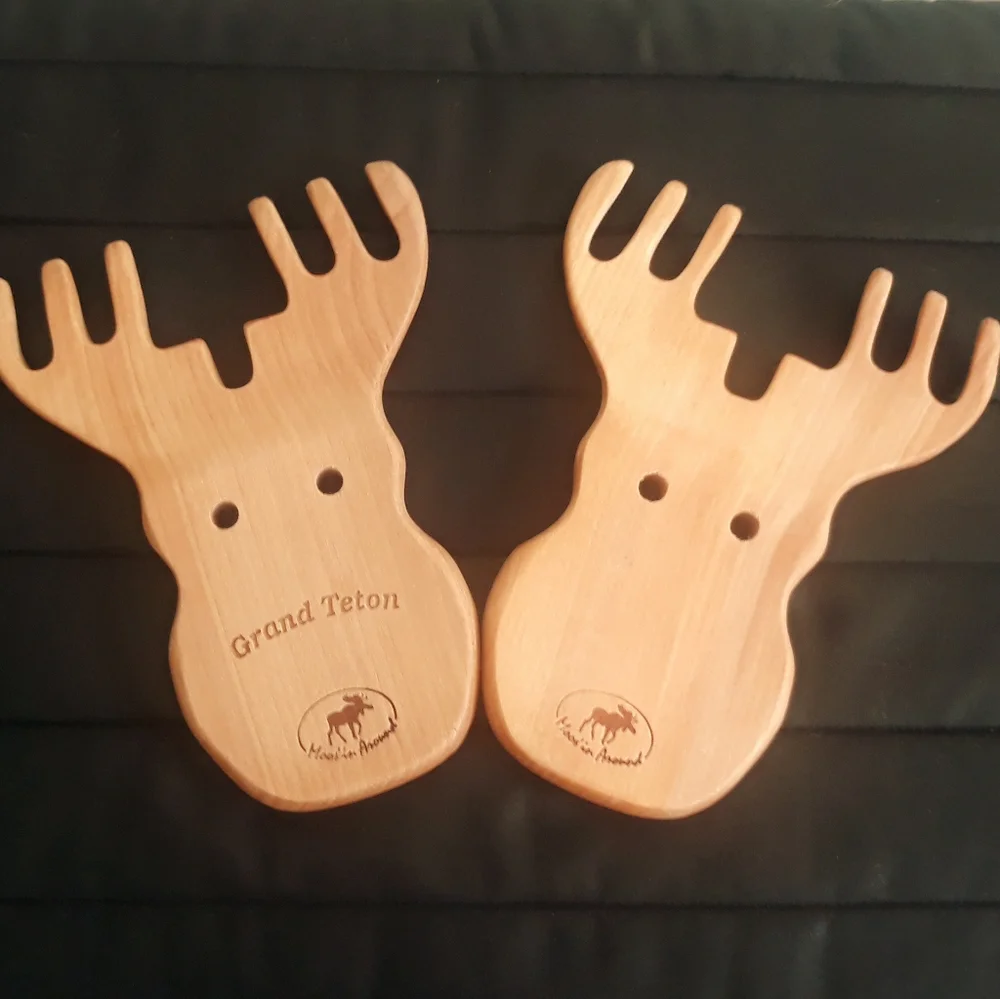 Rock Creek Trading Company Wood Moose Salad & Pasta Servers